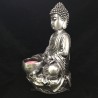 Buda meditación en resina plateada