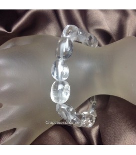 Cuarzo Cristal de Roca rodados en pulsera elastica