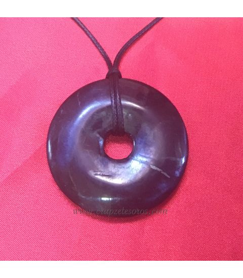 Shungita de Georgia tallada en forma de Donut para colgante