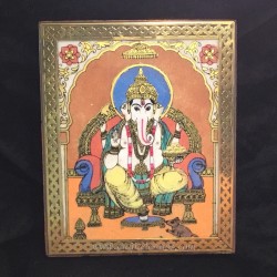 Ganesha de polvo de minerales en cajíta artesanal de India