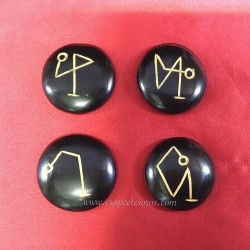 Onix cabujón grabados con símbolos de los cuatro Arcangeles