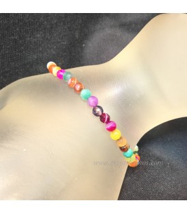 Agatas multicolor facetadas de 4mm en pulsera elastica