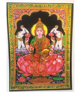 Laxmi en tapiz de algodón de la India