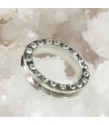  25 circonitas en anillo doble aro de plata de ley. 100 % hecho a mano
