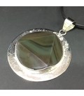 Obsidiana arcoiris triangular en colgante de plata de ley hecho a mano 100%