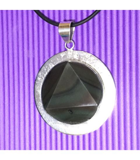 Obsidiana arcoiris triangular en colgante de plata de ley hecho a mano 100%