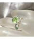 Olivina o peridoto y esmeraldas en anillo exclusivo de plata de ley