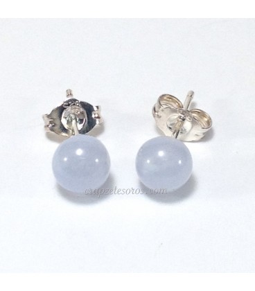 Pendientes Calcedonia bola y plata