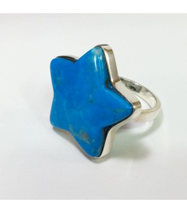 Estrella de Howlita Azul en anillo de plata de ley