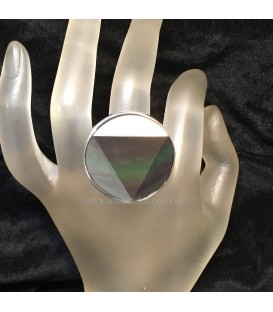 Obsidiana arcoiris triangular en anillo de plata de ley hecho a mano 100%