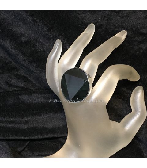 Obsidiana arcoiris triangular en anillo de plata de ley hecho a mano 100%
