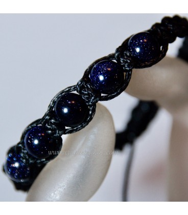 Aventurinas azules de 8 mm en pulsera de macramé ajustable