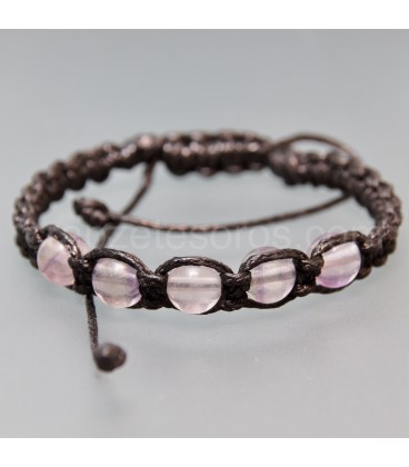 Fluoritas esféricas en pulsera de macramé ajustable