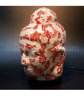 Lámpara cabeza de Buda de cerámica y cristal