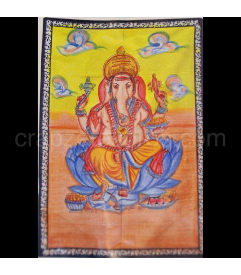 Ganesha pintada a mano sobre tapiz de algodón