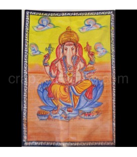 Ganesha pintada a mano sobre tapiz de algodón