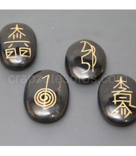 Turmalina negra talla cabujón para conjunto de símbolos de Reiki