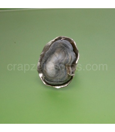 Original Calcedonia flor en anillo de plata de ley