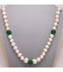 Collar de Perlas naturales y ónix verde con cierre de plata 