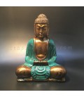 Buda meditación de Indonesia con túnica verde y cuerpo de resina 30cm