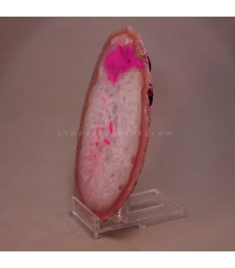 Placa de Ágata rosa con nódulos de cuarzo de Brasil con pie de sujeción