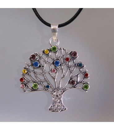 Colgante Árbol de la vida con circonitas, metal y valía de plata de ley