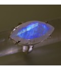 Piedra Luna Espectrolita en anillo de plata de ley 