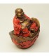 Buda Hotei túnica roja sobre altar de resina