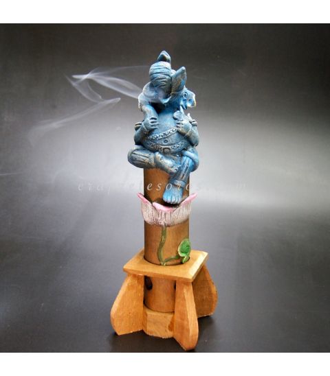 Incensario de Ganesha de Resina, madera y bambú