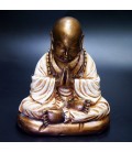 Buda hotei monje en resina tunica blanca