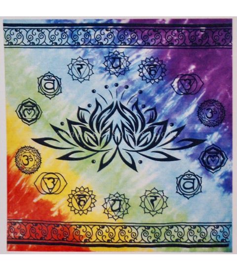 Flor Loto de Chakras en mantel de algodón para mesa o altar