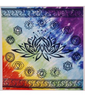 Flor Loto de Chakras en mantel de algodón para mesa o altar