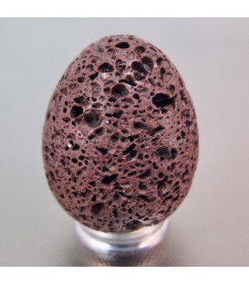Lava marrón tallada en forma de huevo con peana