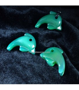 Agata verde delfin en colgante con agujero