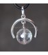 Cuarzo Aura esfera facetada en colgante de plata de ley