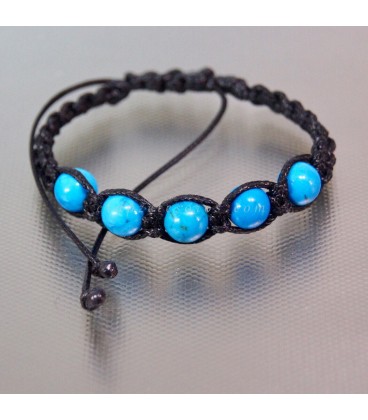 Howlitas azules talla esfera en pulsera de macramé ajustable