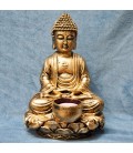 Buda meditación con vela en resina dorada