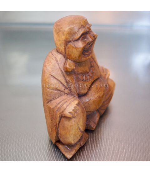 Buda Hotei tallado en madera de la India