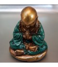 Buda meditación de resina 10 cm con túnica verde