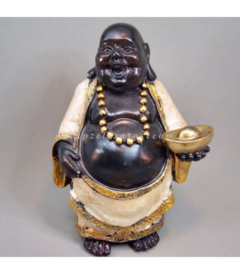 Buda Hotei de la felicidad de resina cubierto con nácar