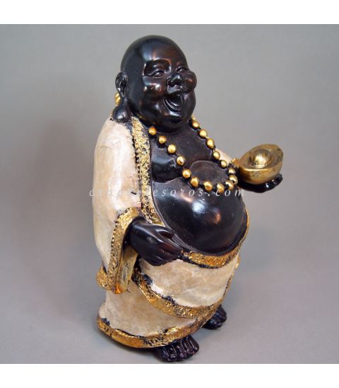 Buda Hotei de la felicidad de resina cubierto con nácar