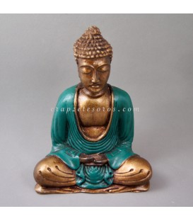 Buda meditación con túnica verde