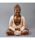 Buda meditación 16 cm resina con túnica blanca