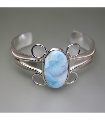 Larimar en pulsera exclusiva de plata de ley