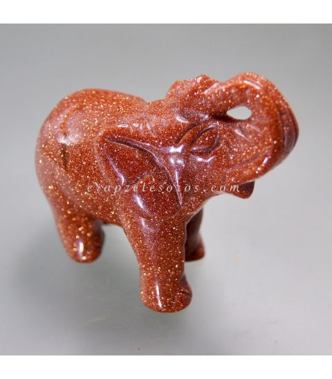 Aventurina Oro  tallada a mano en forma de elefante