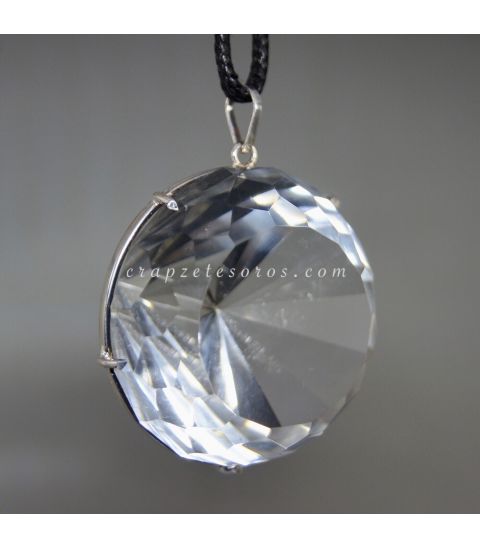 Impresionante Cuarzo diamantino en colgante de plata de ley