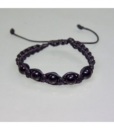 Pulsera Turmalina chorlo en macramé fino ajustable