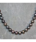 Perla negra de 7mm en collar y de plata de ley