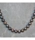 Perla negra cultivada en collar con cieres de plata de ley