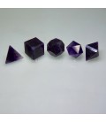 Conjunto de poliedros o solidos platonicos en Amatista
